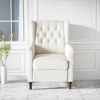 Modern Beige Reclining Armchair with Adjustable Back and Padded Cushion for Living Room and Bedroom