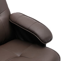 Swivel Recliner Chair with Ottoman Faux Leather Beige Brown Wood Base for Living Room Bedroom