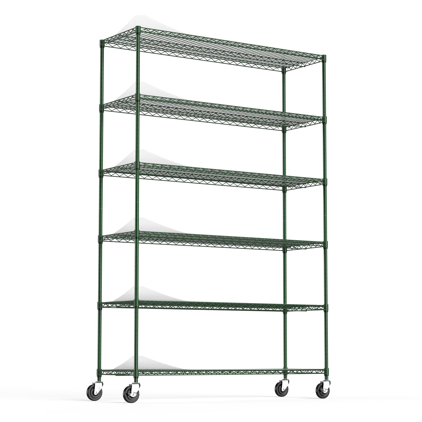 Heavy Duty 6 Tier Wire Shelving Unit 6000 LBS Capacity Height Adjustable Metal Garage Storage Shelves with Wheels Green