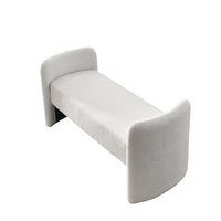 52 Inch Modern Contemporary Bench for Bedroom End of Bed Ottoman Couch Long Window Sitting Fireplace Teddy White Ivory