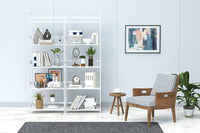 5 Tier White Ladder Shelf Modern Open Bookcase for Bedroom Living Room Office Storage Display