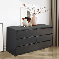 6 Drawer Double Dresser for Bedroom Living Room Hallway Black Storage Cabinet Furniture