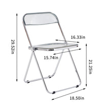 Gray Clear Transparent Folding Chair PC Plastic Living Room Seat Space Saving Design