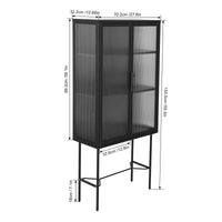 Elegant Floor Cabinet with 2 Tempered Glass Doors Adjustable Shelves Dust-Free Easy Assembly Black Living Room Display Storage