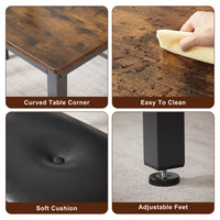 Industrial Rustic Dining Table Set with 2 PU Upholstered Benches for Kitchen and Living Room 43.3L x 23.6W x 29.9H