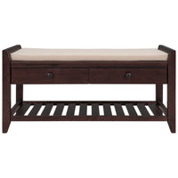 Multipurpose Entryway Storage Bench with Cushioned Seat and Drawers Espresso Shoe Rack for Home Organization