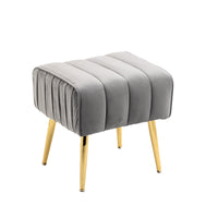 Modern Velvet Accent Chair and Ottoman Set Tufted Barrel Design for Living Room Bedroom Grey with Golden Finish