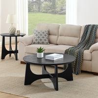 36 Inch Round Wooden Coffee Table for Living Room Reception Room Black Finish