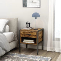 Set of 2 Industrial Style Nightstands Modern End Tables with Storage for Bedroom Living Room