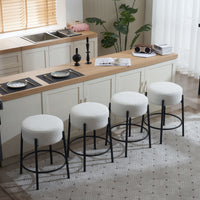 Set of 2 24 Inch Tall Round Upholstered Bar Stools for Kitchen and Coffee Shops Contemporary Design