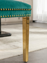 Modern Velvet Upholstered Dining Chairs Set of 2 with Gold Stainless Steel Legs and Nailhead Trim Black and Gold