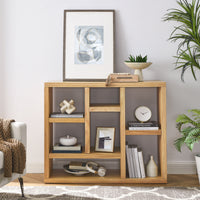 Open Wooden Shelf Bookcase Freestanding Display Storage Cabinet with 7 Cube Spaces for Living Room Entryway Storage