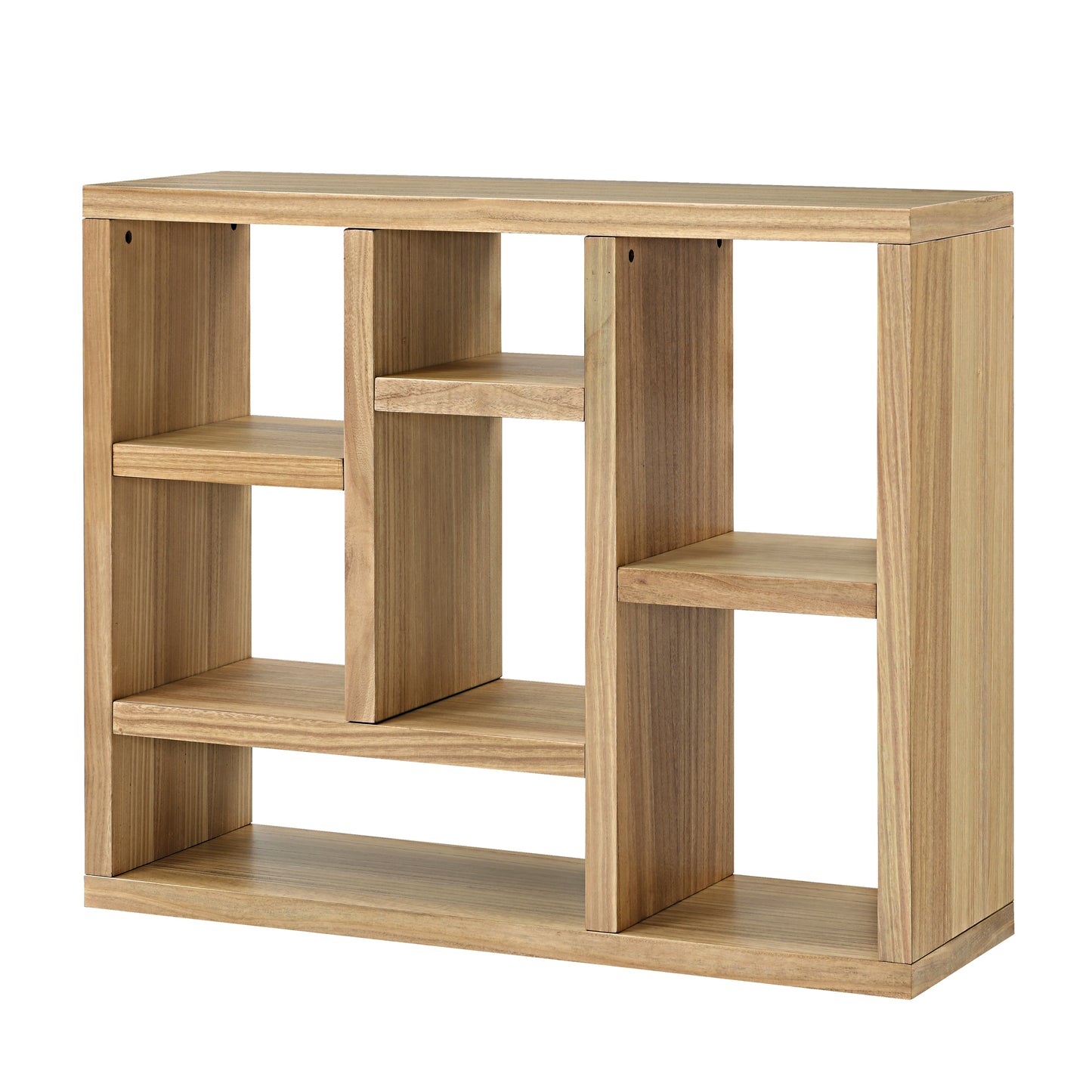 Open Wooden Shelf Bookcase Freestanding Display Storage Cabinet with 7 Cube Spaces for Living Room Entryway Storage