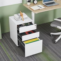 3 Drawer Mobile File Cabinet with Lock Steel Storage for Legal Letter A4 F4 Size Fully Assembled Home Office Use