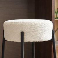 Set of 2 24 Inch Tall Round Upholstered Bar Stools for Kitchen and Coffee Shops Contemporary Design