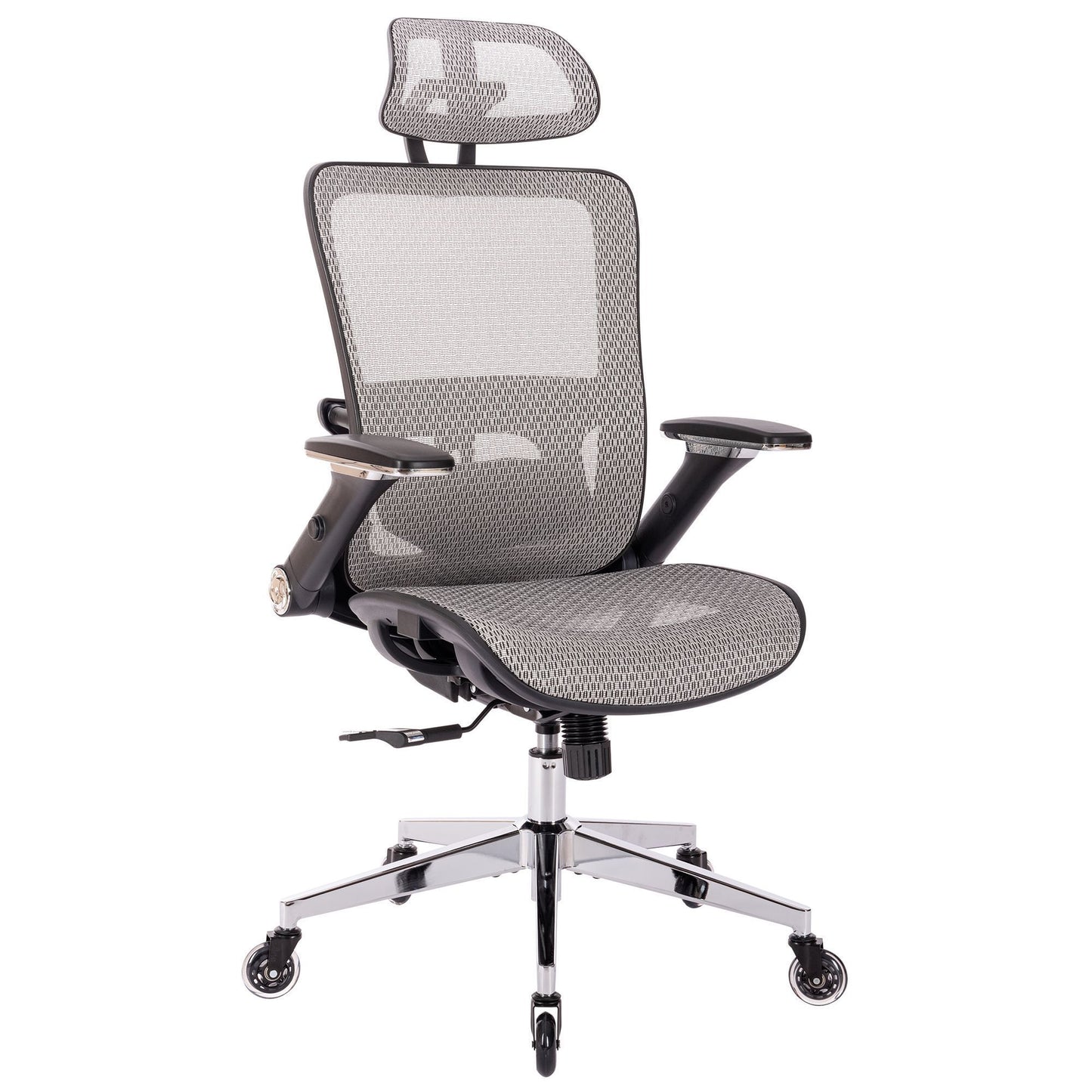 Ergonomic High Back Mesh Office Chair with Adjustable Headrest, Flip-Up Arms, Lumbar Support, Tilt Lock, Chrome Legs