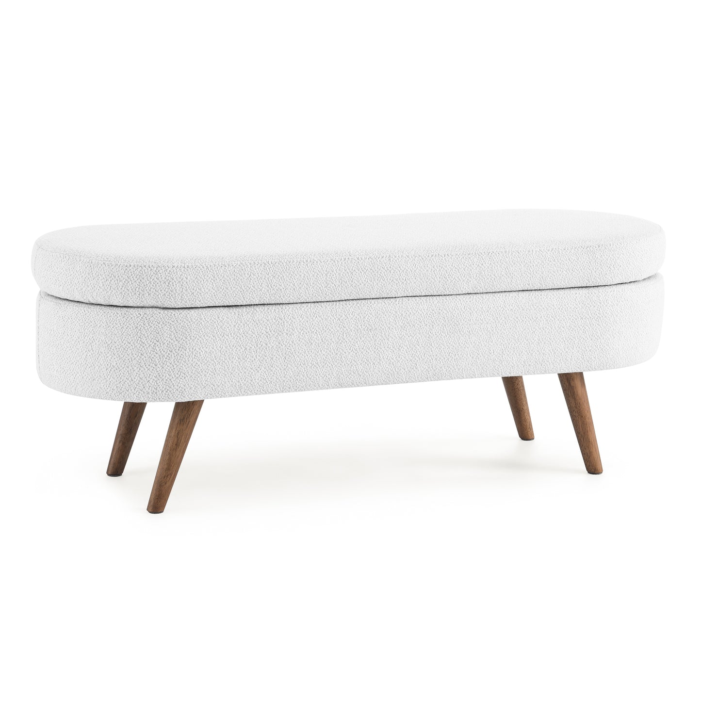 Ottoman Storage Bench with Rubber Wood Legs White 43.5x16x16 Stylish Furniture for Living Room Entryway Bedroom