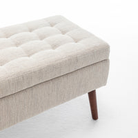 Off White Storage Bench for Bedroom or Entryway 43.7 Inch Ottoman Foot of Bed Seating Solution