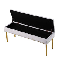 Large Storage Benches with Nailhead Trim Tufted Velvet 2 in 1 Combination for Living Room Entryway Hallway Bedroom Gold Legs 250lbs Capacity