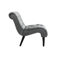 Modern Velvet Armless Accent Chair Upholstered Fabric Comfortable Leisure Chair with Wooden Legs for Living Room Bedroom Office Silver