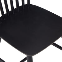 Black Rubber Wood Dining Chairs Set of 4 Simple Natural Solid Wood Living Room Seating