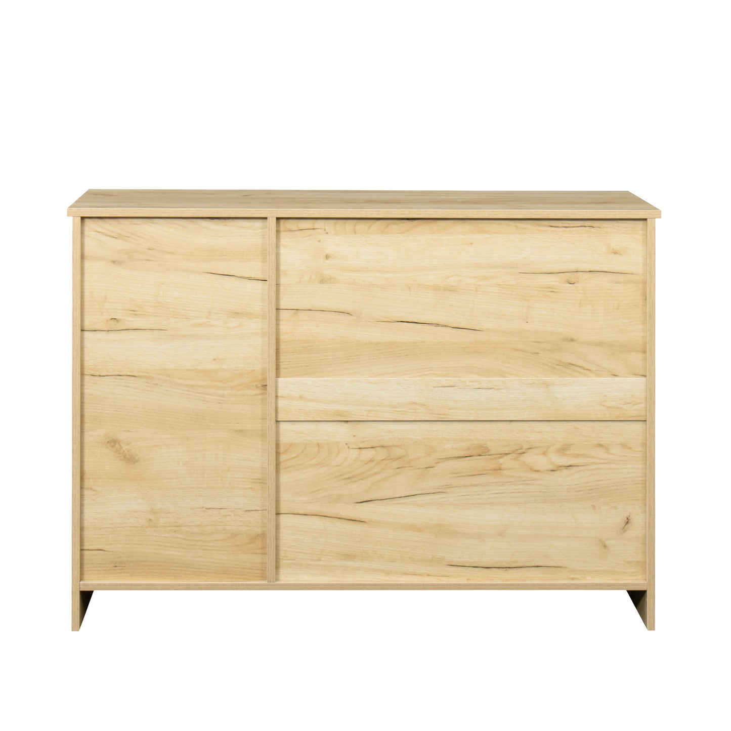 Modern Wood Buffet Sideboard with 2 Doors and 2 Drawers Entryway Storage Cabinet Dining Room Console 43.3 Inch Oak Finish