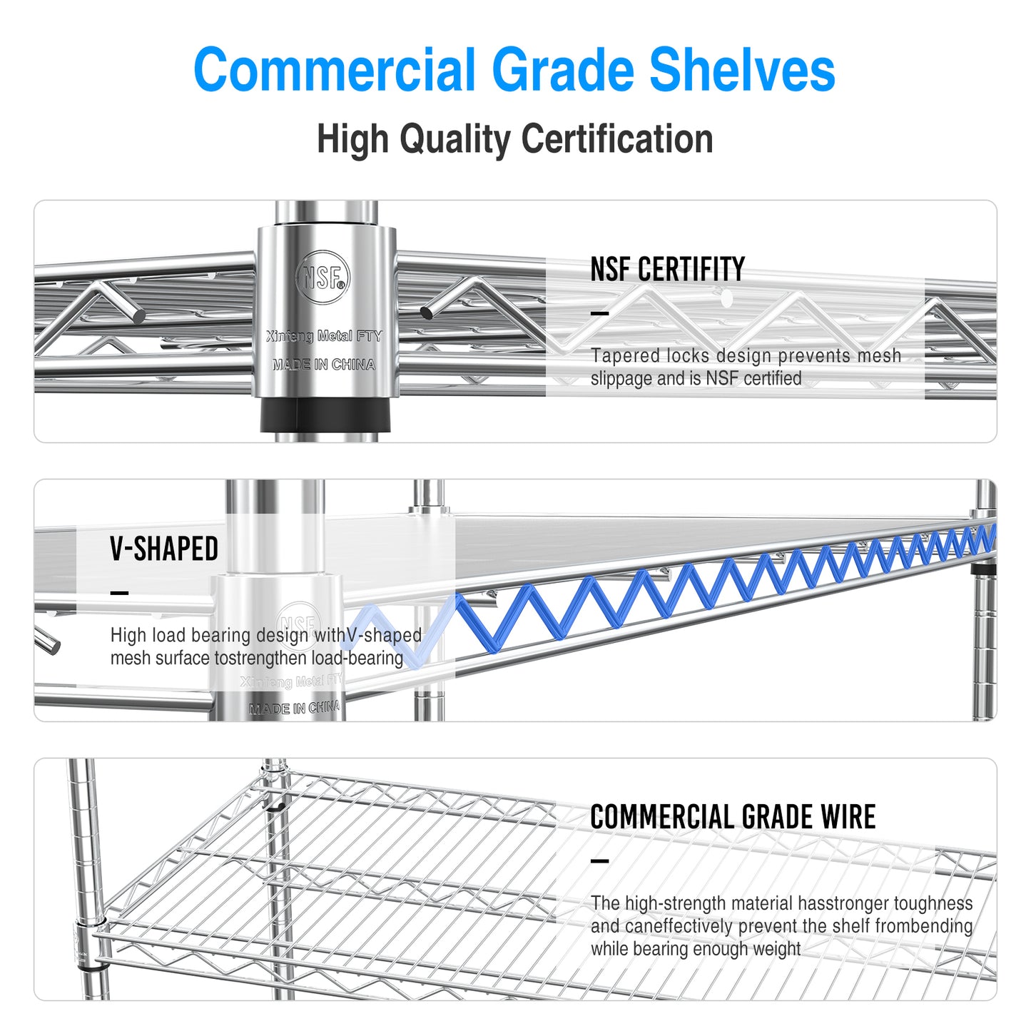 6 Tier Wire Shelving Unit 6000 LBS Heavy Duty Adjustable Metal Garage Storage Shelves with Wheels Chrome Finish