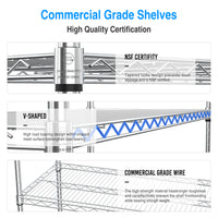 6 Tier Wire Shelving Unit 6000 LBS Heavy Duty Adjustable Metal Garage Storage Shelves with Wheels Chrome Finish