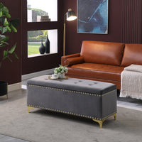 Large Storage Benches with Nailhead Trim Tufted Velvet 2 in 1 Combination for Living Room Entryway Hallway Bedroom Gold Legs 250lbs Capacity