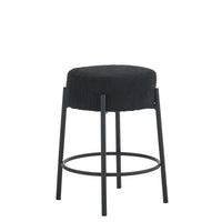Set of 2 24 Inch Tall Round Upholstered Bar Stools for Kitchen and Coffee Shops Contemporary Design