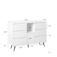 White High Gloss Living Room Sideboard Storage Cabinet with LED Light Modern Kitchen Buffet Wooden Display Unit