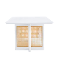 Chinese Style White Solid Wood Imitation Rattan Rectangular Coffee Table Small Living Room Low Table
