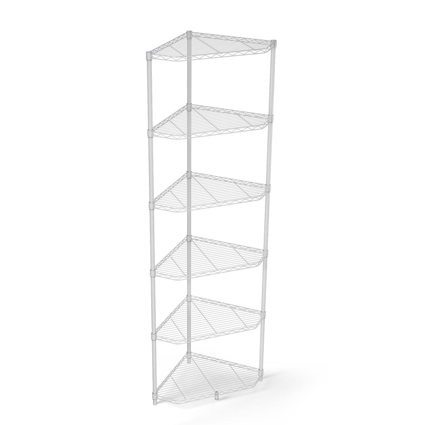 6 Tier Corner Wire Shelf Rack Adjustable Metal Heavy Duty Free Standing Storage Display for Bathroom Living Room Kitchen White