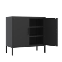 Metal Storage Cabinet with Doors Adjustable Shelves Steel Garage File Cabinet for Home Office School Gym Black