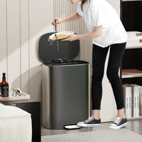 13 Gallon 50L Kitchen Foot Pedal Soft Close Trash Can Stainless Steel Ellipse Bin