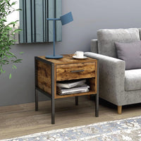 Set of 2 Industrial Style Nightstands Modern End Tables with Storage for Bedroom Living Room