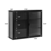 Modern Two-Door Wall Cabinet with Three-Tier Storage for Entryway Living Room Bathroom Dining Room Black 27.56 Inch