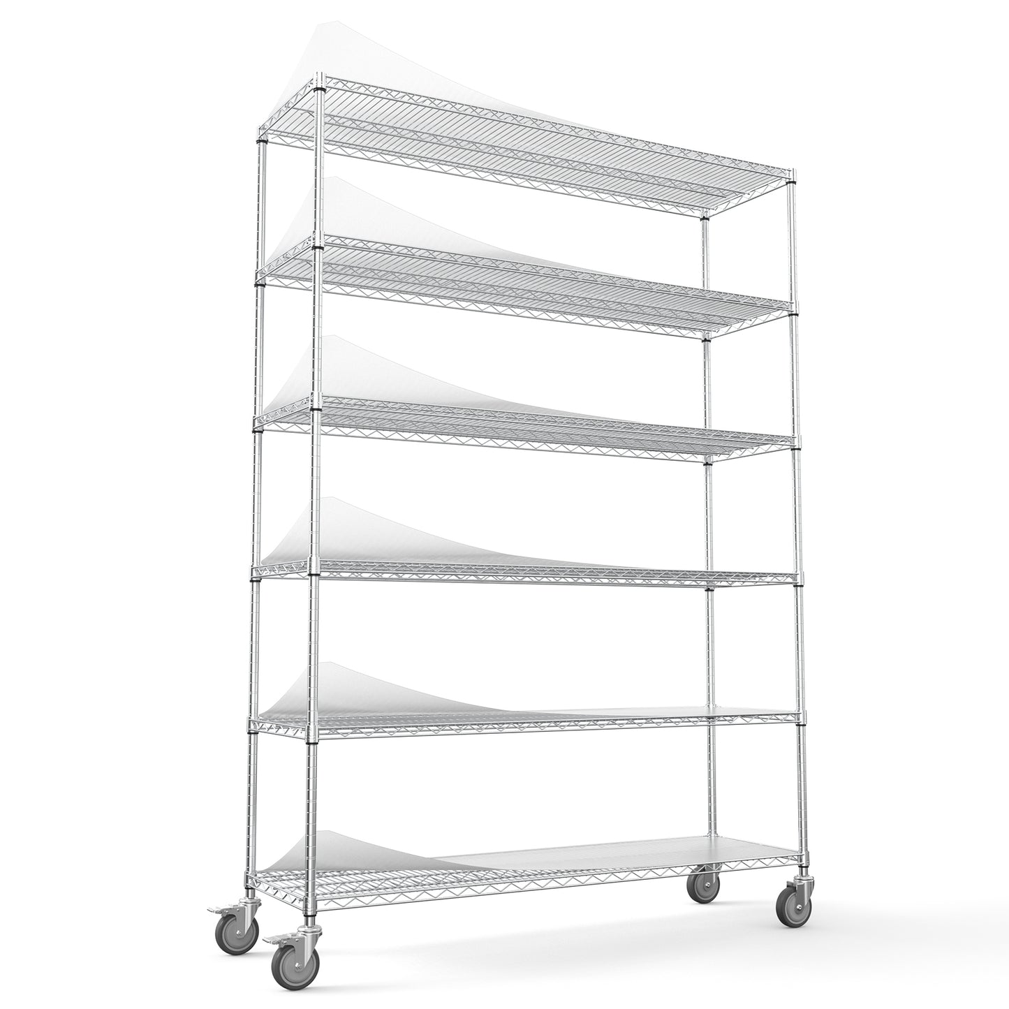 6 Tier Wire Shelving Unit 6000 LBS Heavy Duty Adjustable Metal Garage Storage Shelves with Wheels Chrome Finish