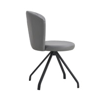 Gray 360 degree  Swivel Makeup Chair PU Vanity Chair Upholstered with Black Metal Legs for Home Office Dining Room Bedroom