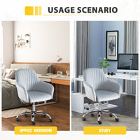 Modern Adjustable Velvet Accent Chair for Home Office Leisure Dark Grey with Height and Casters