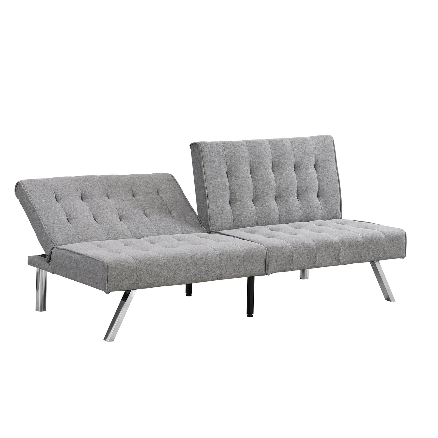 WOOD FRAME, STAINLESS LEG, FUTON, SOFA BED GREY