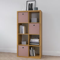 8-Cube Organizer Storage Bookcase with Open Back Shelves for Home Office Walnut Color