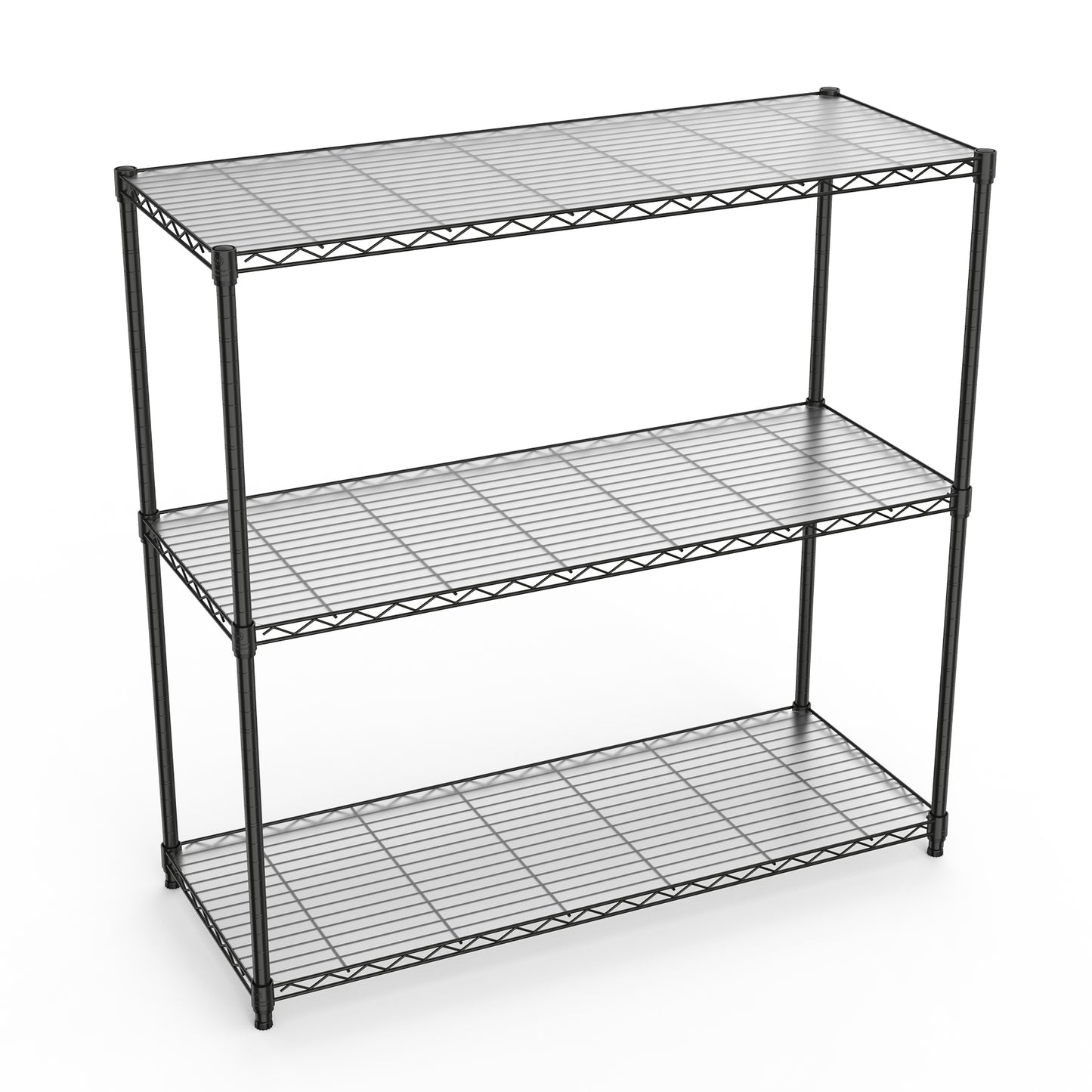 3 Tier Heavy Duty Wire Shelving Unit 1050 LBS Capacity Adjustable Metal Garage Storage Rack Black