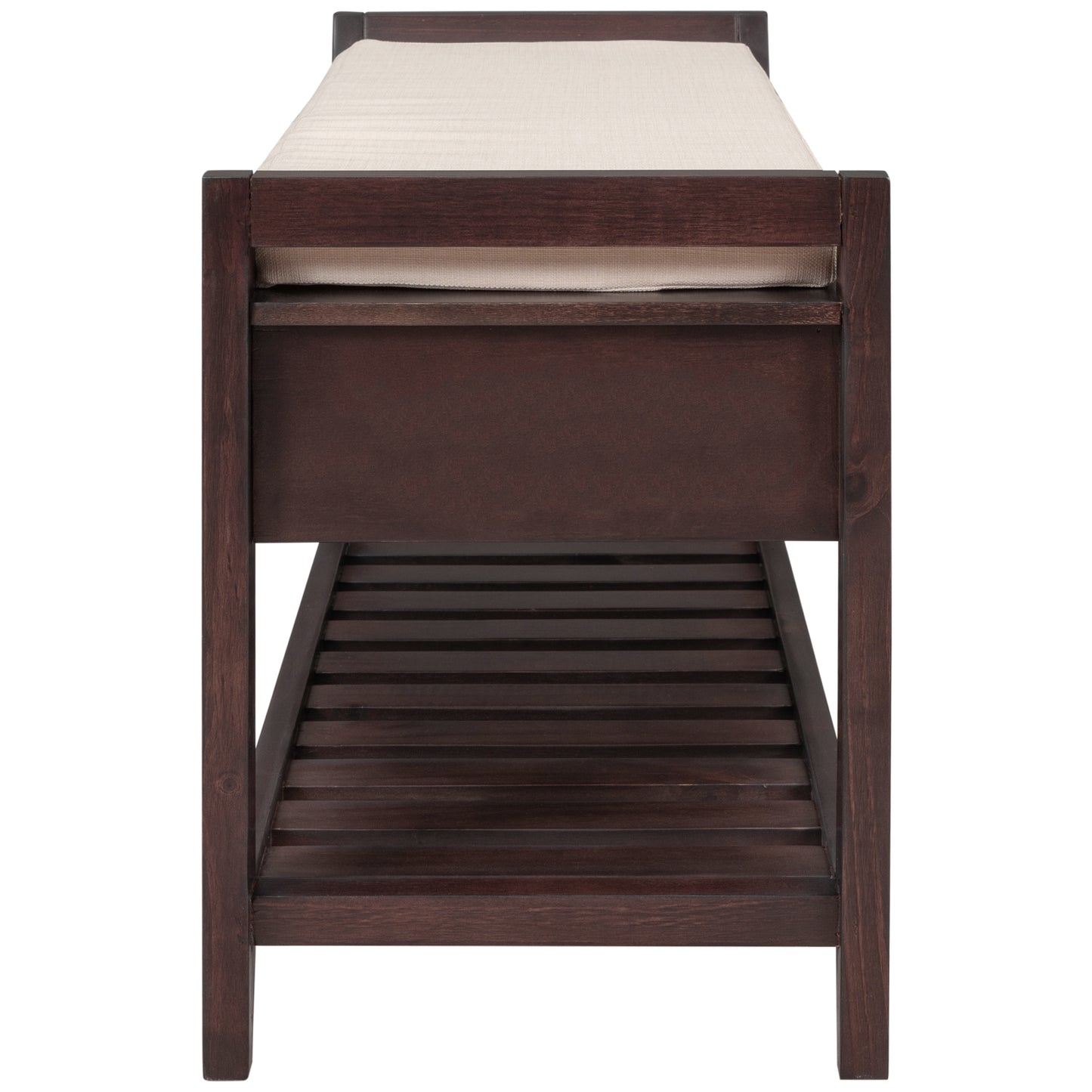 Multipurpose Entryway Storage Bench with Cushioned Seat and Drawers Espresso Shoe Rack for Home Organization