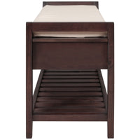 Multipurpose Entryway Storage Bench with Cushioned Seat and Drawers Espresso Shoe Rack for Home Organization