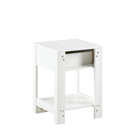 15.75 Inch Rattan End Table with Drawer Modern Nightstand Side Table for Living Room Bedroom White