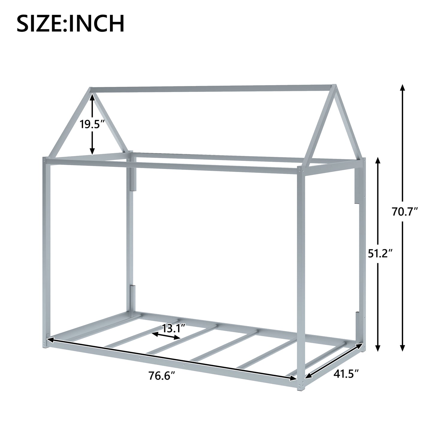 Metal House Shape Platform Bed, twin