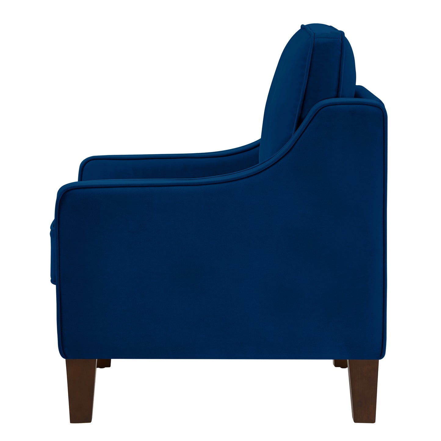 Modern Armchair, Living Room Single Seat Sofa Chair with Wooden Legs, Upholstered Velvet Accent Chair for Living Room, Bedroom,Navy