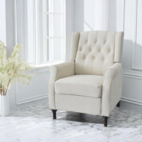 Modern Beige Reclining Armchair with Adjustable Back and Padded Cushion for Living Room and Bedroom
