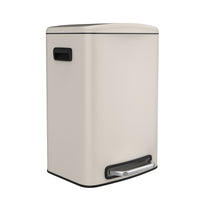 13 Gallon 50L Kitchen Foot Pedal Soft Close Trash Can Stainless Steel Rectangular Bin with 30 Garbage Bags White